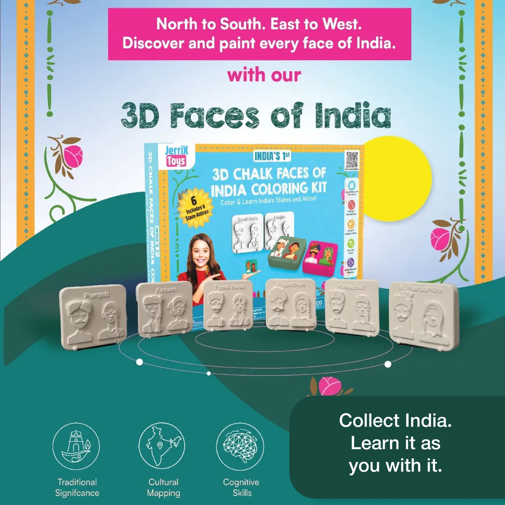 Faces Of India | 3+ years | DIY STEAM 3D Coloring kit