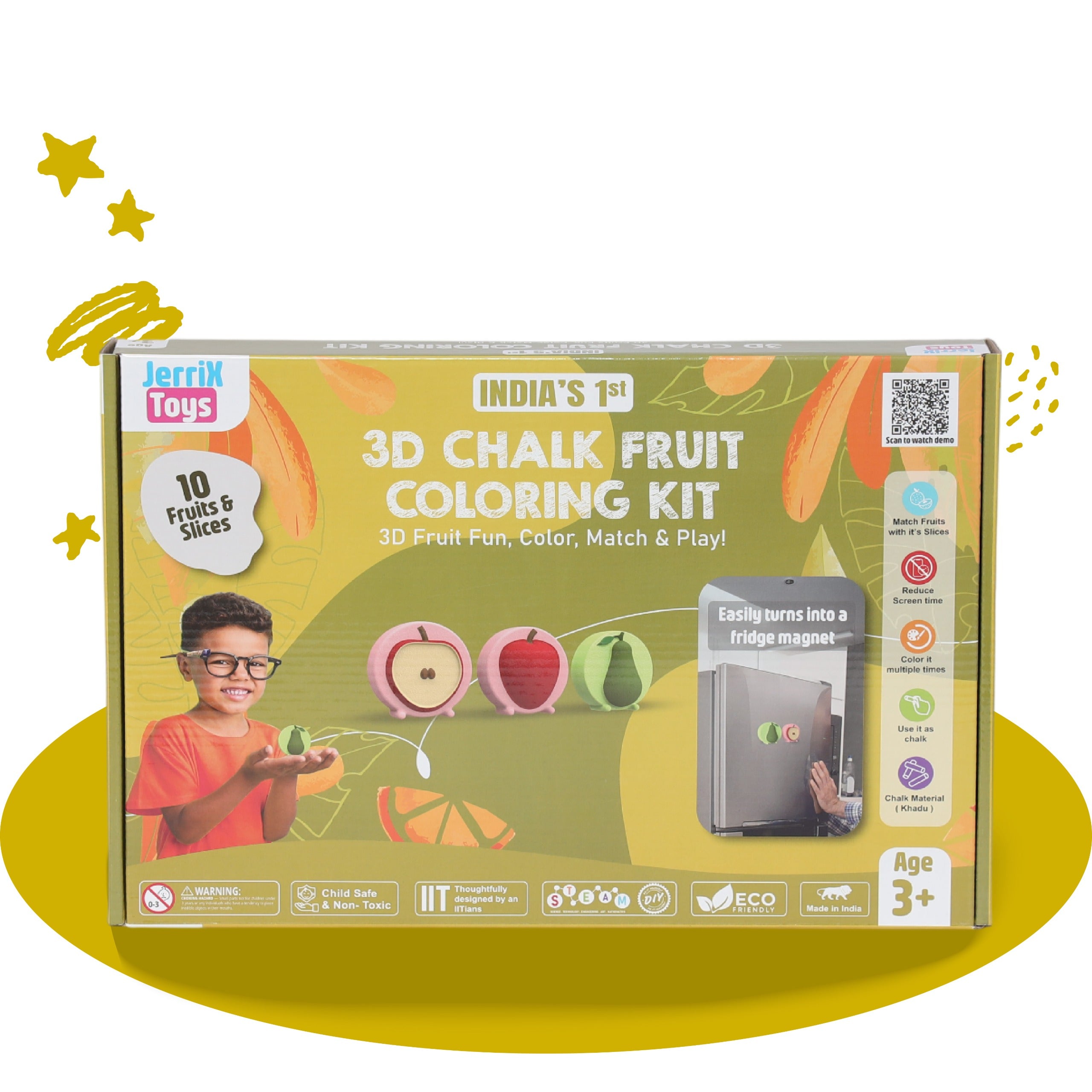 Fridge Magnet Fruits | 3+ years | DIY STEAM 3D Coloring kit