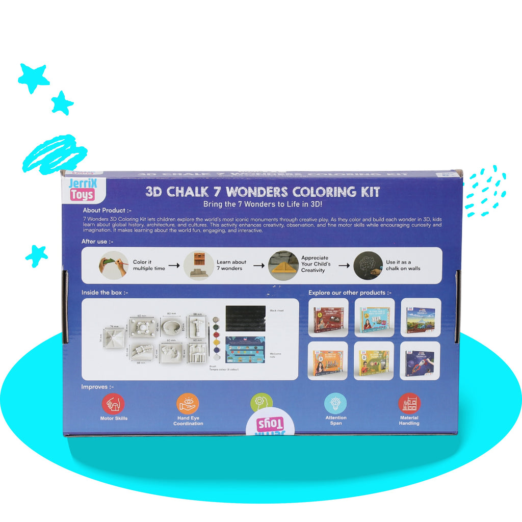 7 Wonders DIY 3D Colouring Kit for 3+ Kids - Jerrixtoys